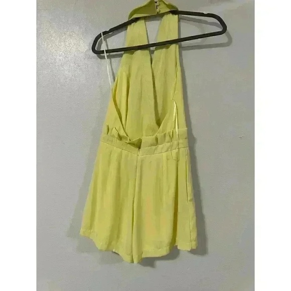 Idem ditto Romper Womens Size S Yellow Halter Open Back Pleated Casual - Picture 5 of 5